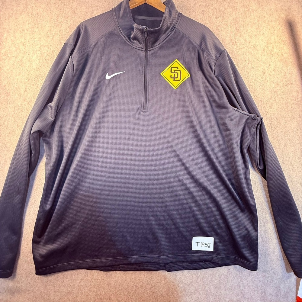 Nike San Diego Padres Dri-FIT Half Zip Pullover Mens 3XL Charcoal Grey SD Logo